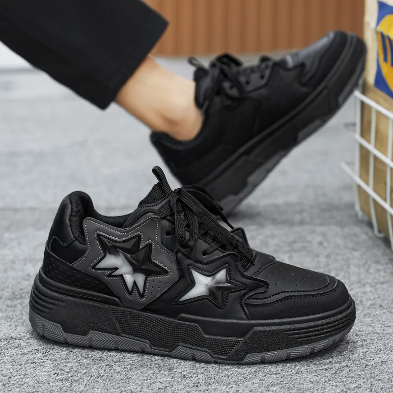 Binary Waterproof, Abrasion Resistant, Breathable, Height Increasing Low Top Skateboard Shoes Unisex Black White-5