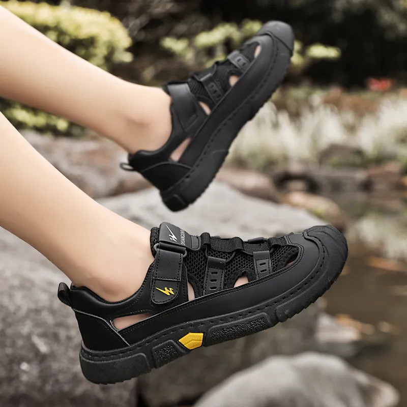 Binary Slip Resistant, Abrasion Resistant, Waterproof, And Breathable Lightweight Low Top Casual Shoes Men's Black-10