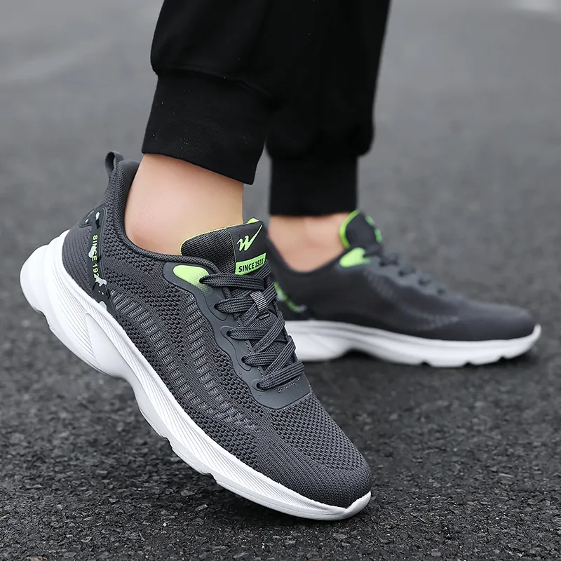 Binary Cushioning Anti-Slip Wear-Resistant Breathable Lightweight Rebound Low-Top Running Shoes Men's Dark Gray-4
