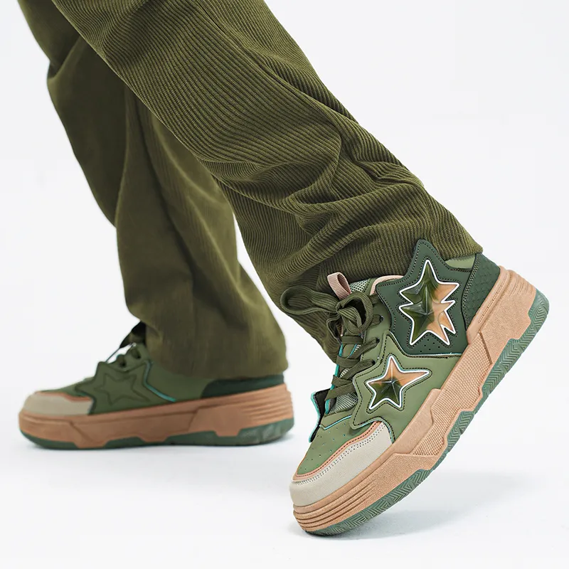 Binary Skateboard Shoes Unisex Low Top Dark Green/Beige-10