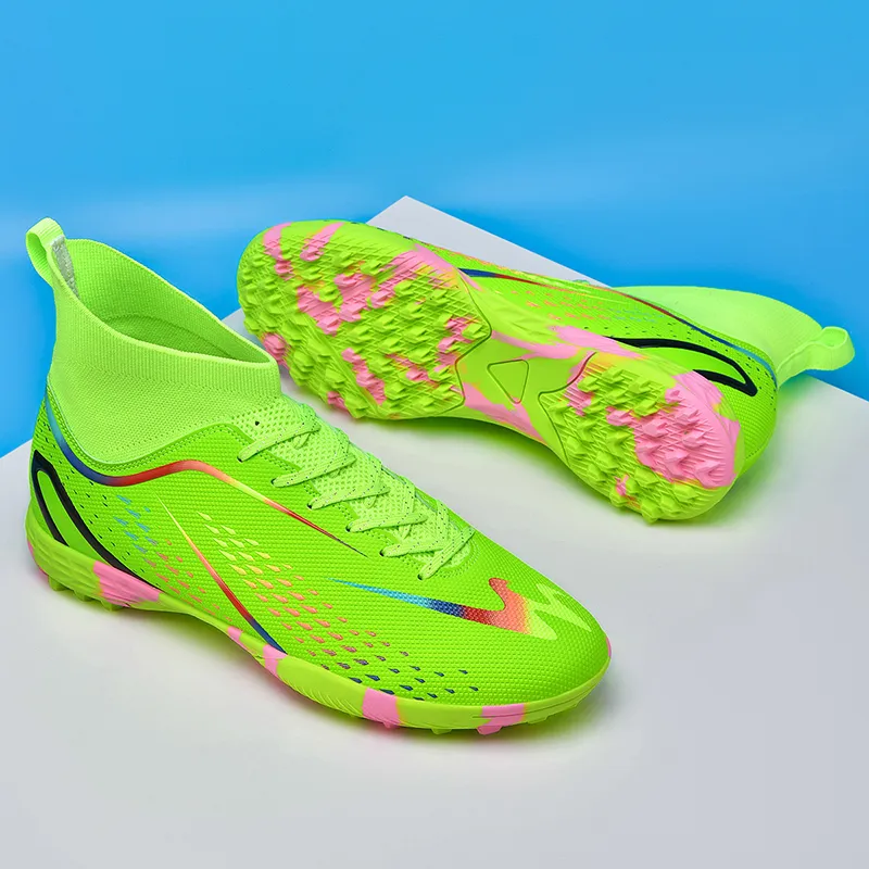 Binary TF Rubber Broken Studs Cushioning Abrasion Resistant Lightweight Soccer Shoes Unisex Neon Green-3