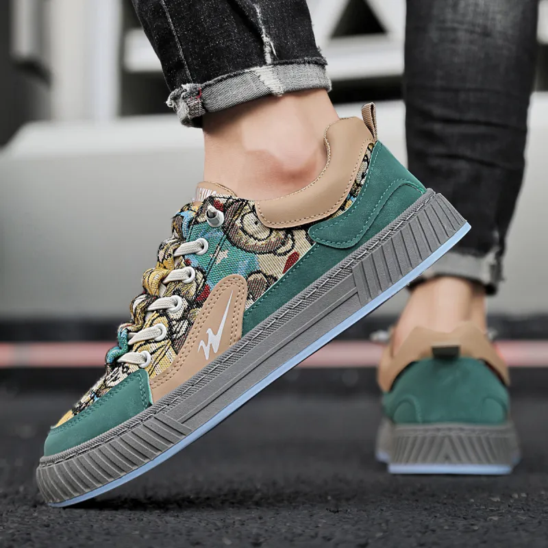 Binary Low Top Skateboard Shoes Men's Green-7