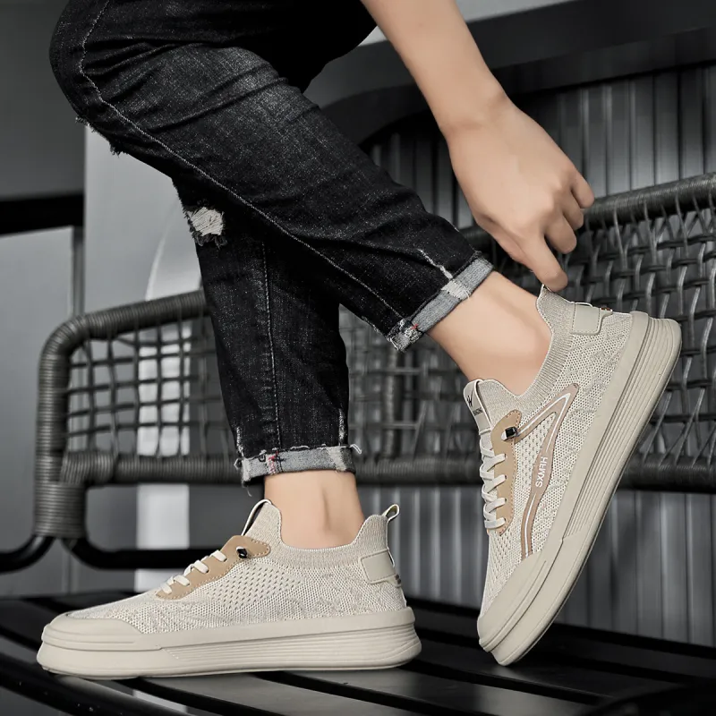 Binary Slip Resistant And Breathable Low Top Casual Shoes Men's Beige-9