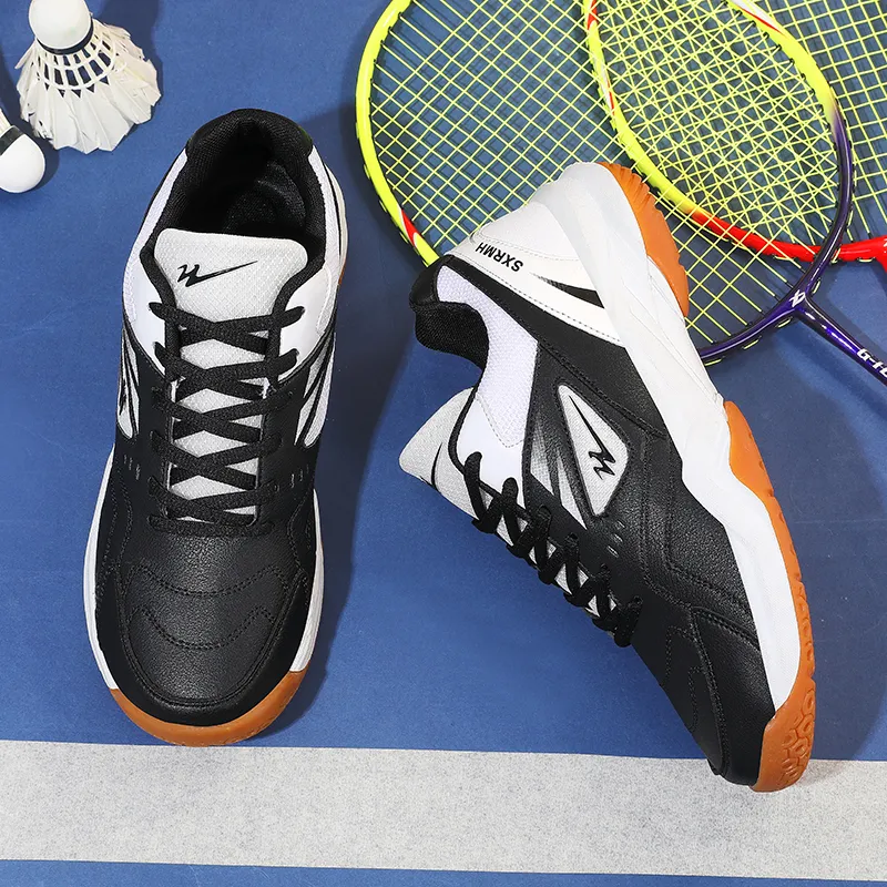 Binary Cushioning Rebound Abrasion Resistant Lightweight Slip Resistant Low Top Badminton Shoes Men's White Black-7