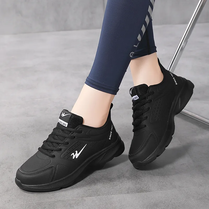 Binary Cushioning Height Increasing Lightweight Slip Resistant Low Top Casual Running Shoes Women's Black-8