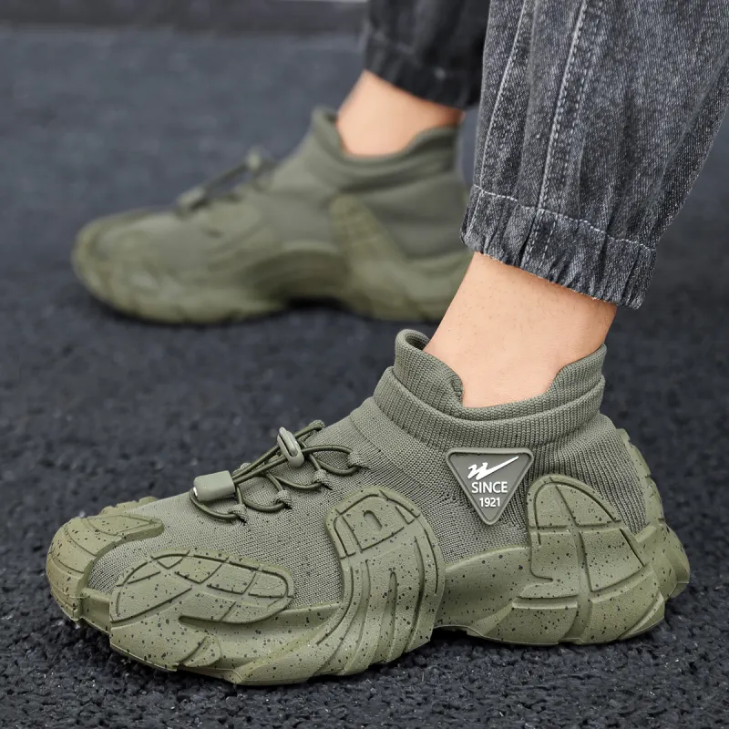 Binary Low Top Chunky Sneakers Men's Green-7