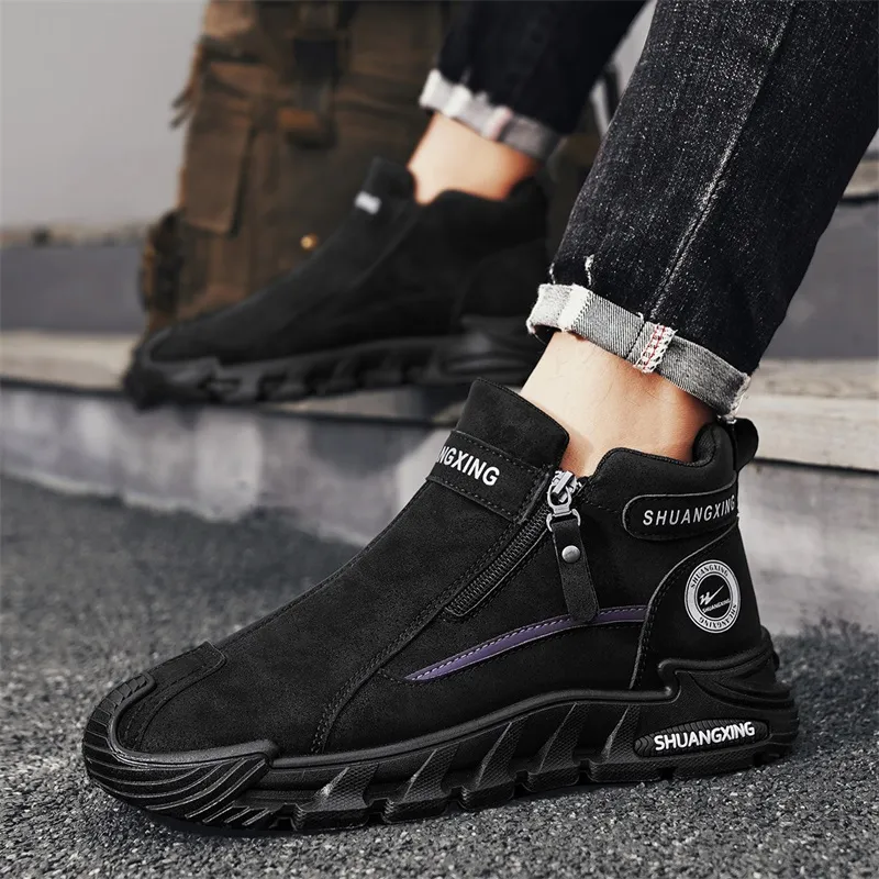 Binary Work Boots Men High Top Black-7