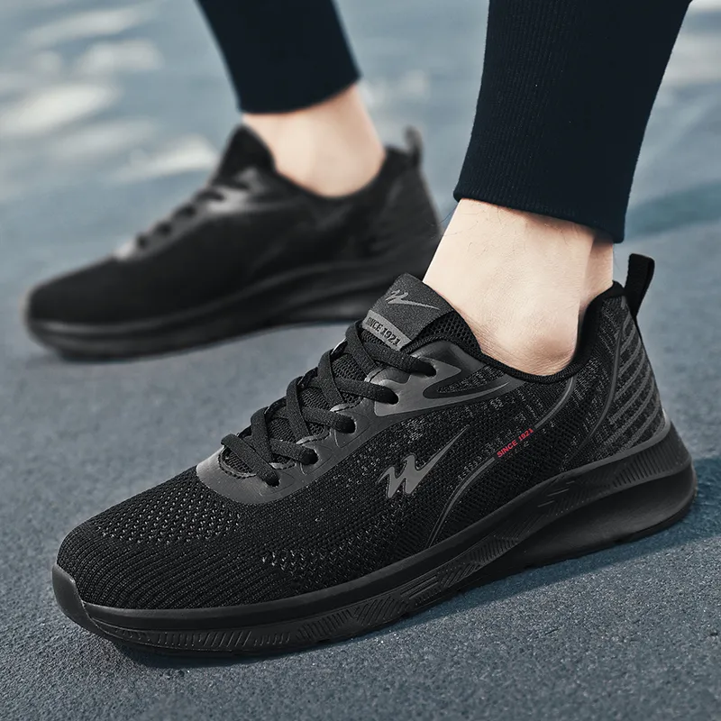 Binary Cushioning Rebound Lightweight Breathable Slip Resistant Low Top Running Shoes Men's Black-7