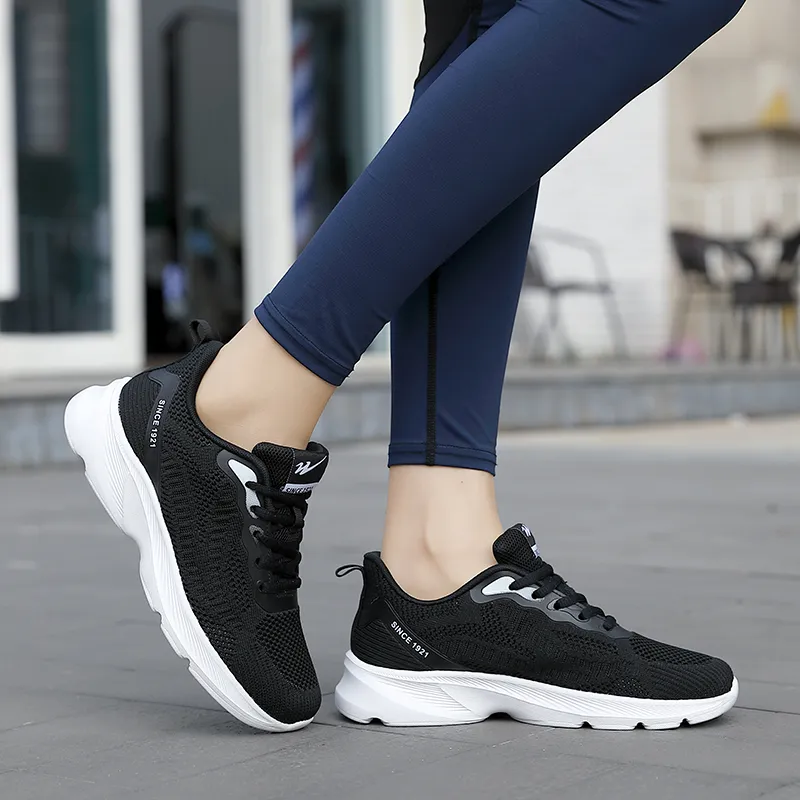 Binary Shock Absorbing, Non Slip, Wear Resistant, Breathable And Lightweight Low Top Running Shoes Women's Black White-6