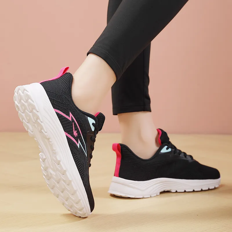 Binary Low Top Casual Shoes Women's Black Rose Red-7