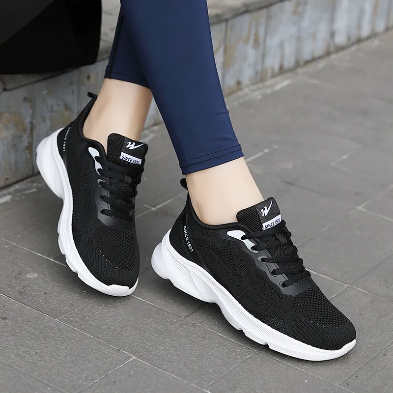 Binary Shock Absorbing, Non Slip, Wear Resistant, Breathable And Lightweight Low Top Running Shoes Women's Black White-9