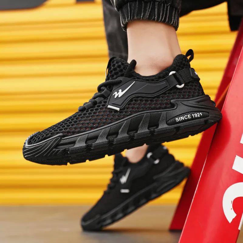 Binary Lightweight, Breathable, And Slip Resistant Low Top Running Shoes Men's Black-7