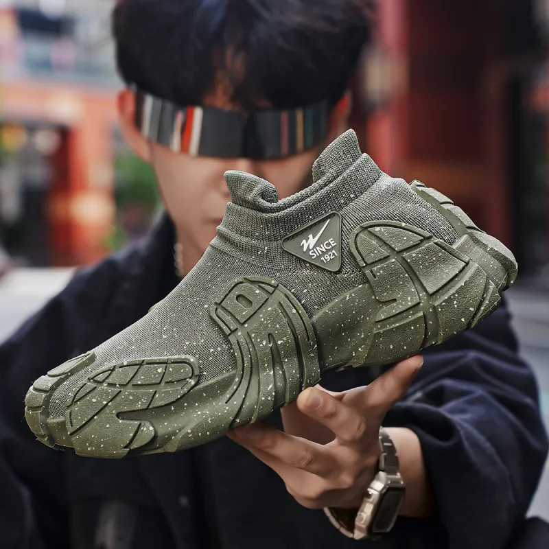 Binary Low Top Chunky Sneakers Men's Army Green-4