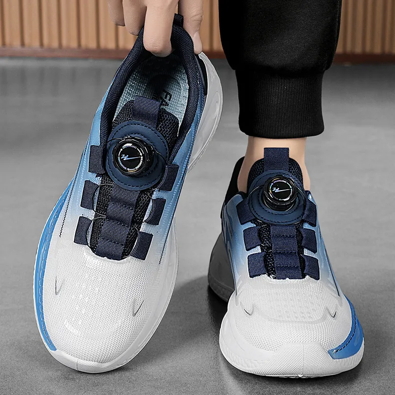 Binary Height Increasing Rebound Low Top Running Shoes Men's White Blue-7