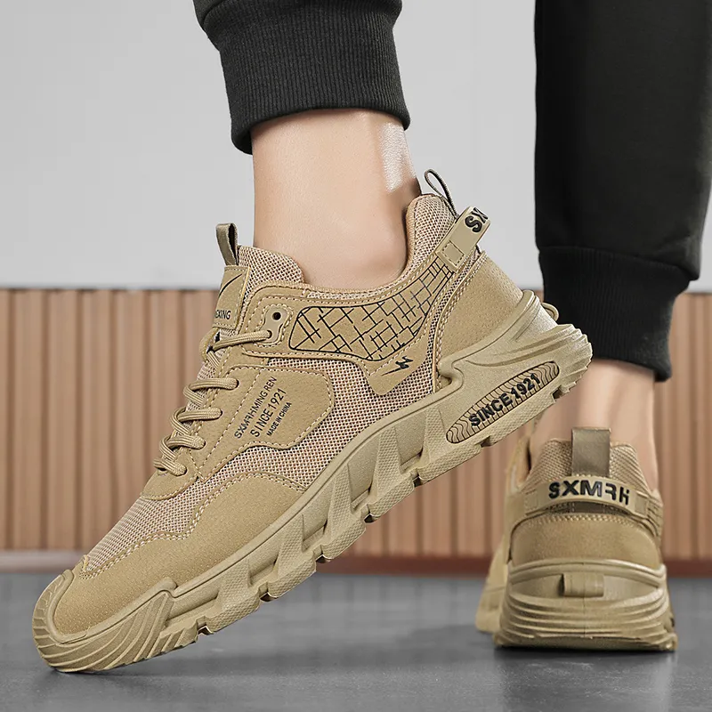 Binary Lightweight Height Increasing Rebound Low Top Casual Shoes Men's Khaki-15