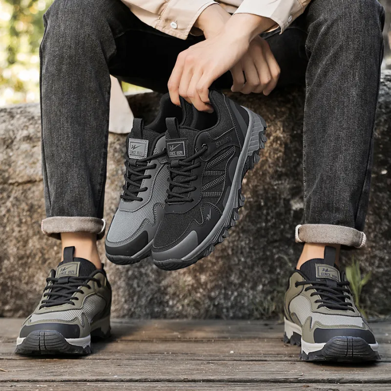 Binary Cushioning Abrasion Resistant Lightweight Breathable Slip Resistant Low Top Outdoor Shoes Men's Army Green-4