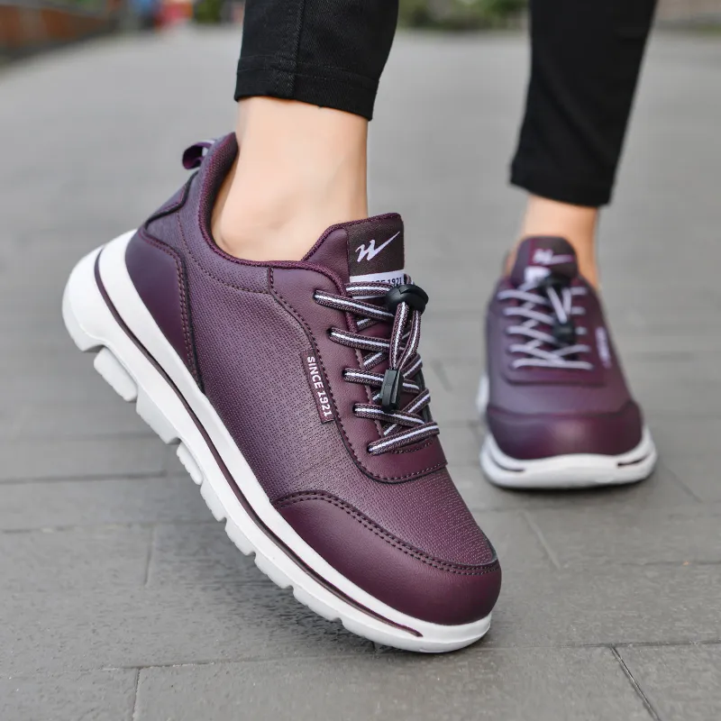 Binary Cushioning Height Increasing Lightweight Slip Resistant Low Top Casual Shoes Women's Burgundy-8