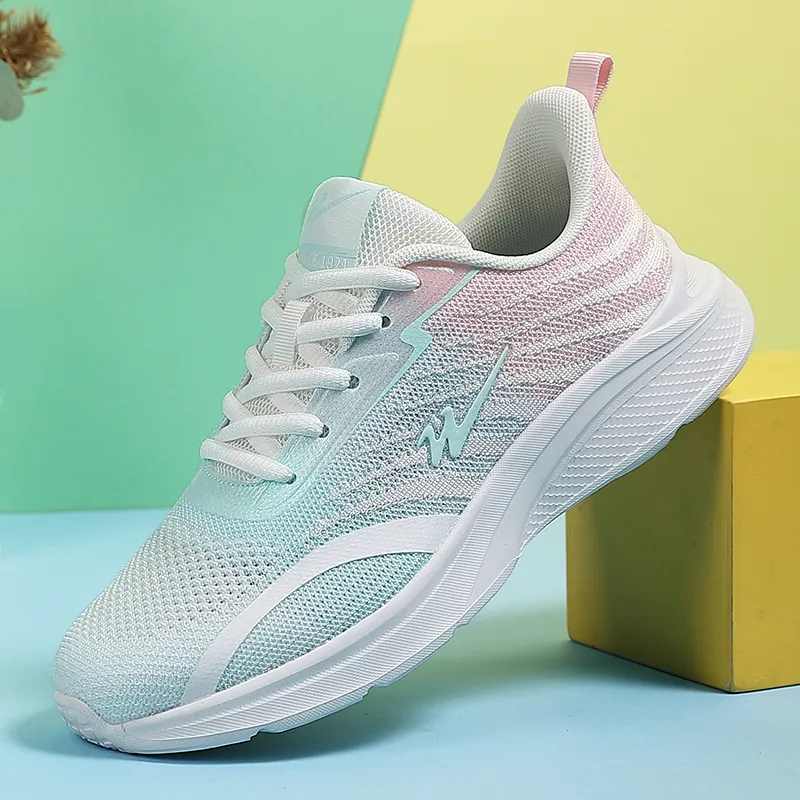 Binary Cushioning, Lightweight, Breathable, Slip Resistant Low Top Casual Running Shoes Women's White Moon Pink-2