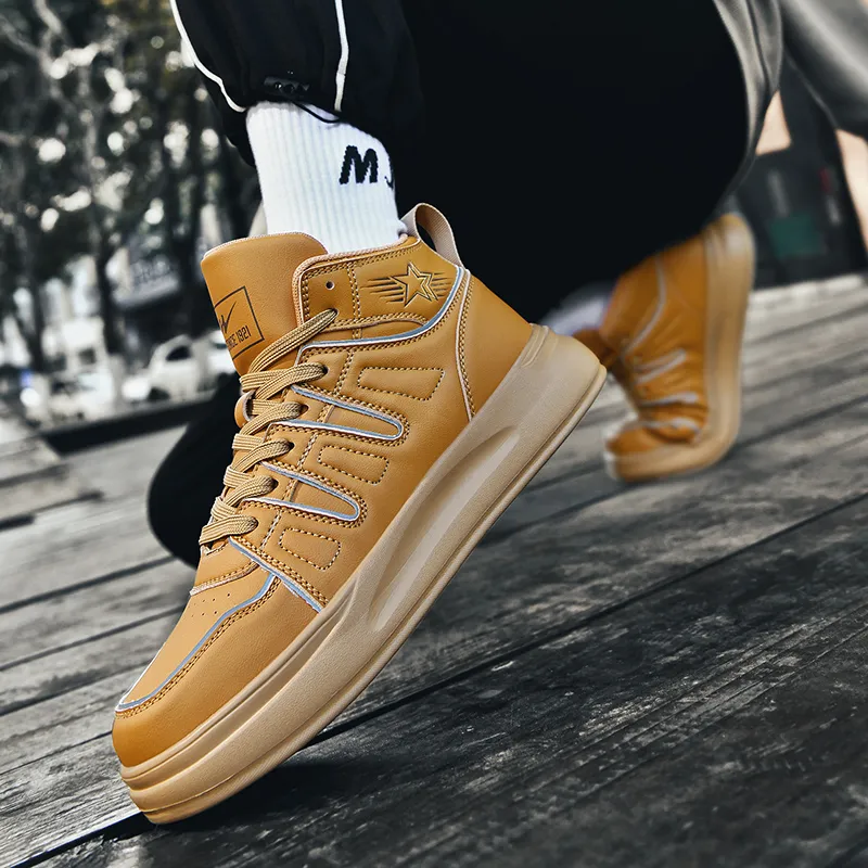 Binary Cushioning Height Increasing Lightweight Slip Resistant High Top Skateboard Shoes Men's Barley-8
