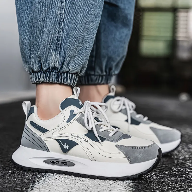 Binary Low-Top Running Shoes Men's Beige Blue-7