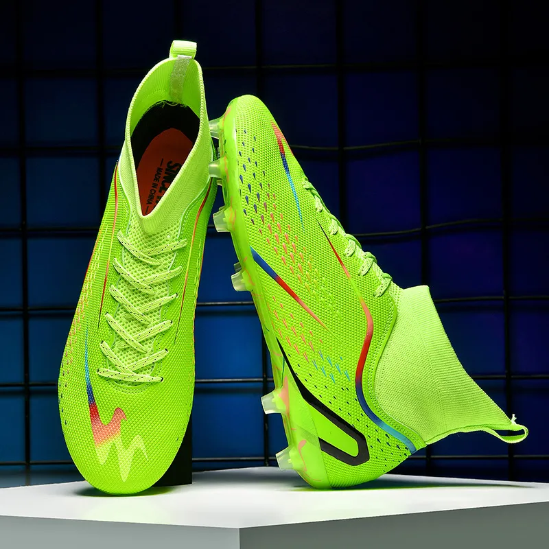 Binary FG Firm Ground Cushioning Abrasion Resistant Lightweight Slip Resistant Soccer Shoes Unisex Neon Green-2