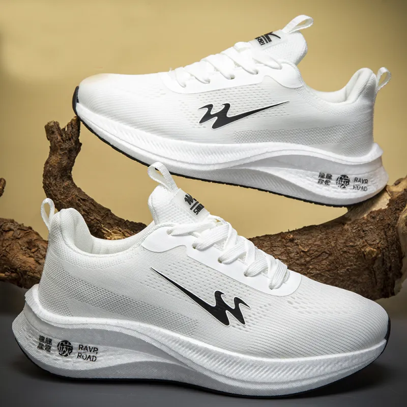 Binary Cushioning Support Wear-Resistant Lightweight Breathable Slip-Resistant Low-Top Running Shoes Unisex White-3