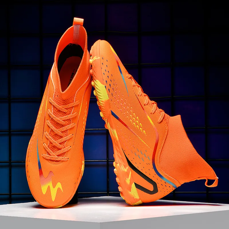 Binary TF Rubber Broken Studs Cushioning Abrasion Resistant Lightweight Soccer Shoes Unisex Orange-3