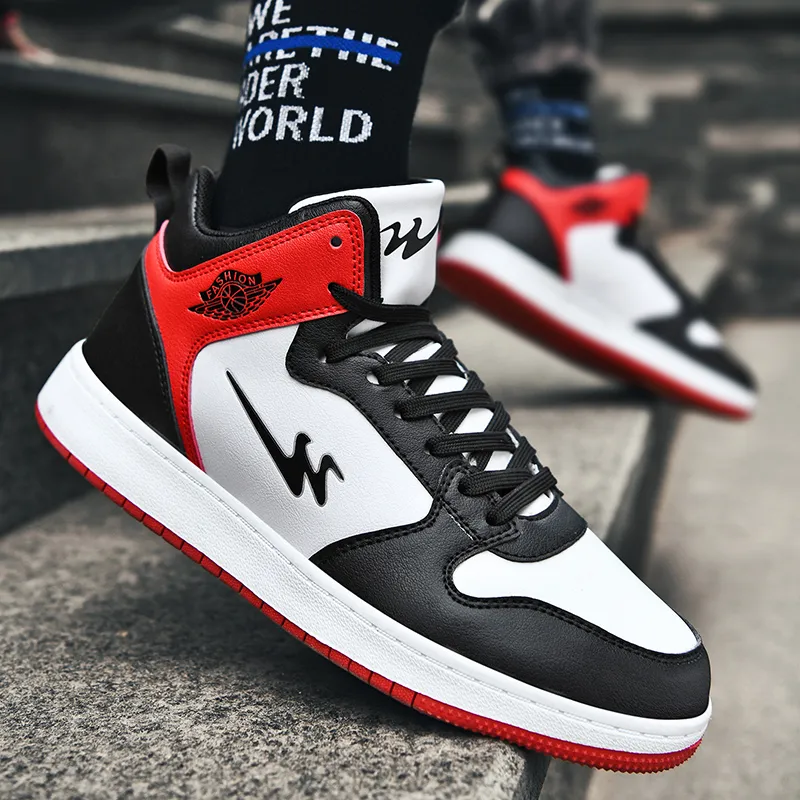 Binary High Top Skateboard Shoes Men's Red-7