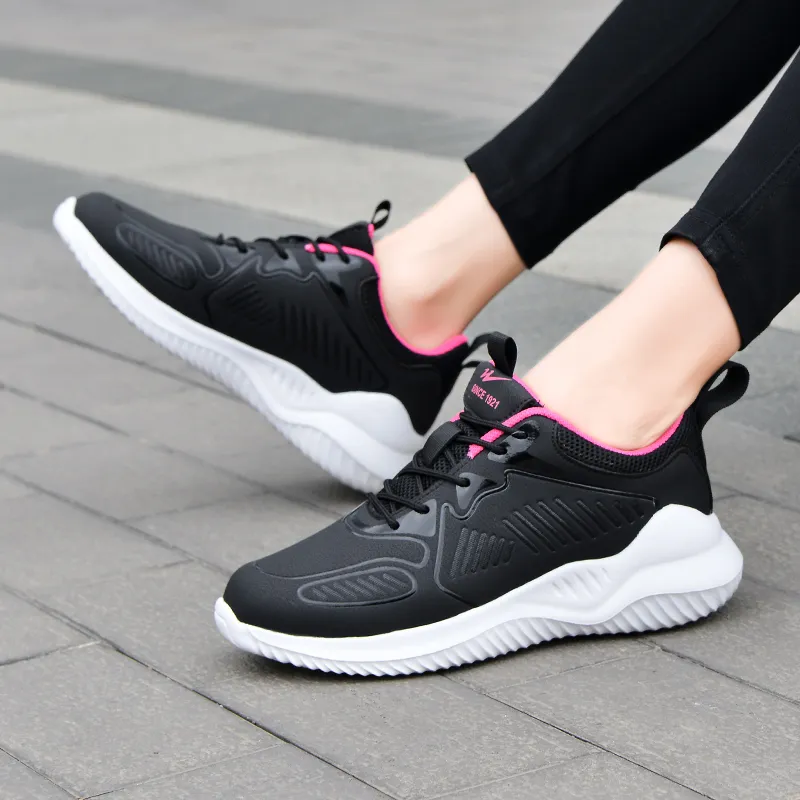 Binary Low Top Running Shoes Women's Black Rose Red-6