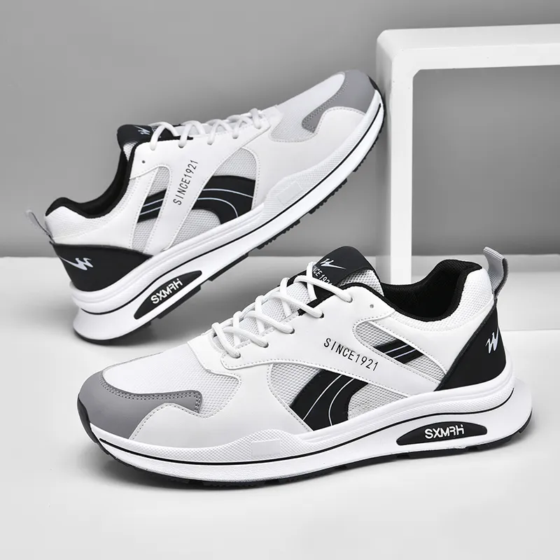 Binary Height Increasing, Lightweight, Breathable, Slip Resistant Low Top Casual Shoes Men's White-4