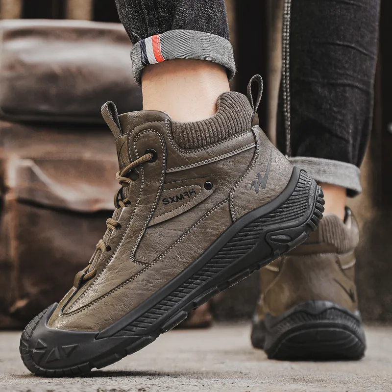 Binary High Top Casual Shoes Men's Brown-7