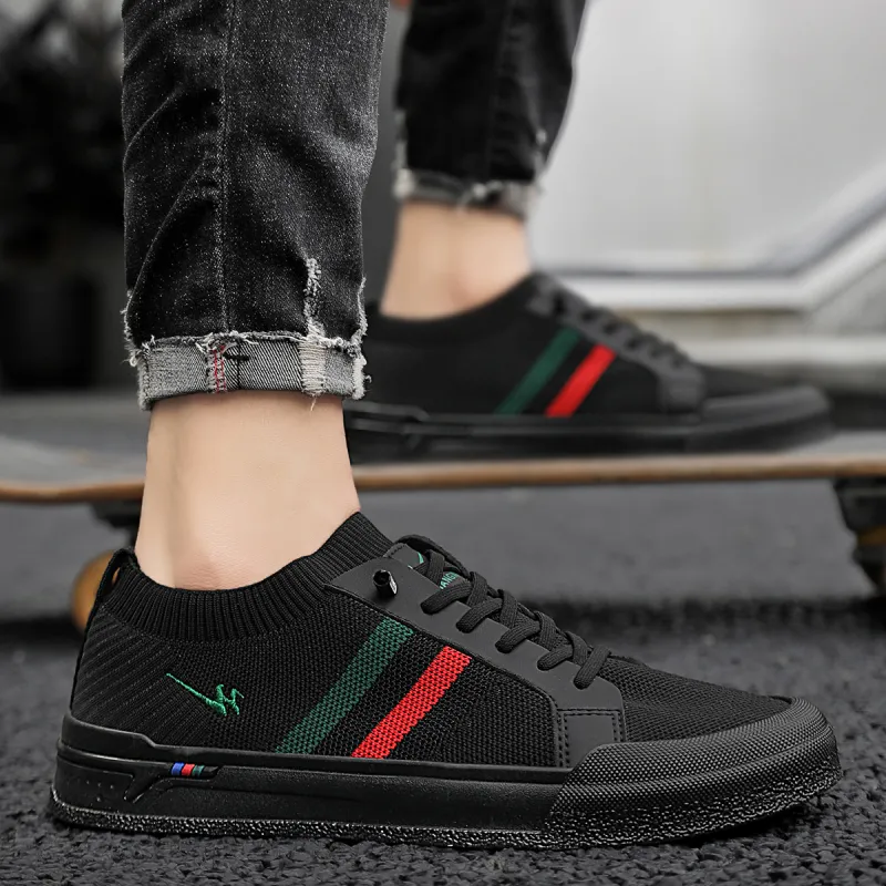 Binary Slip Resistant Cushioning Abrasion Resistant Lightweight Breathable Low Top Skateboard Shoes Men's Black-10