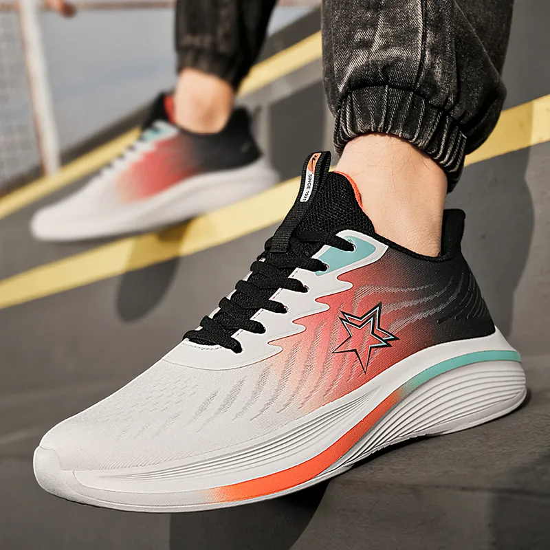 Binary Running Shoes Men Low Top Orange/Blue-8