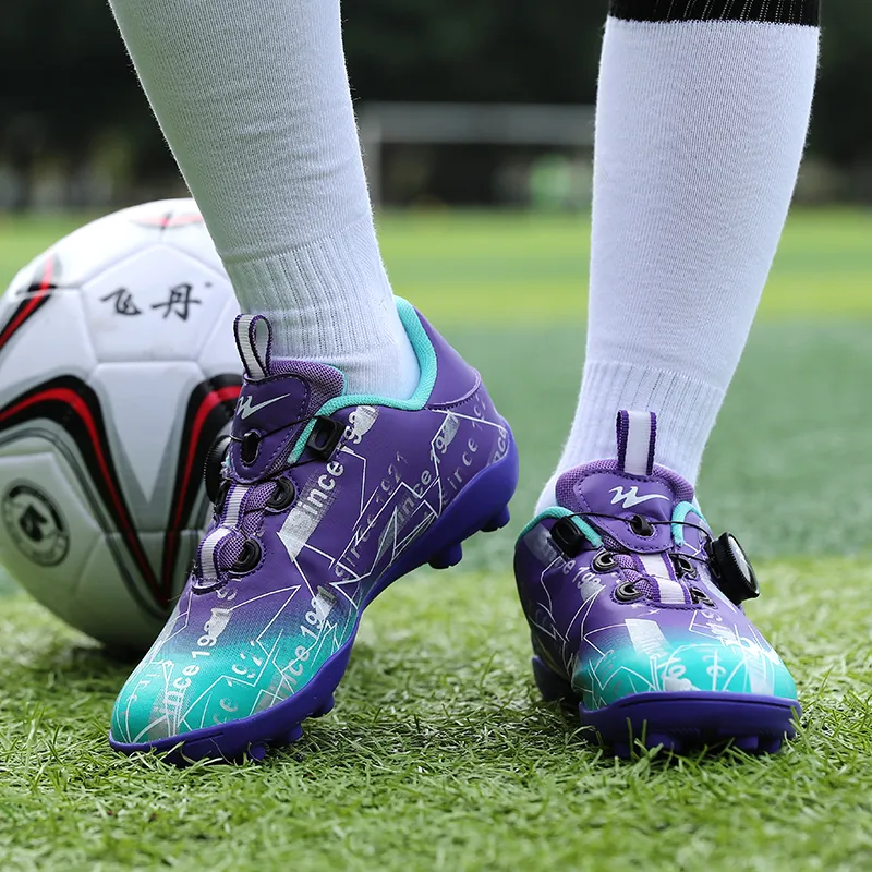 Binary Soccer Shoes Women's Low Top Purple Blue-11