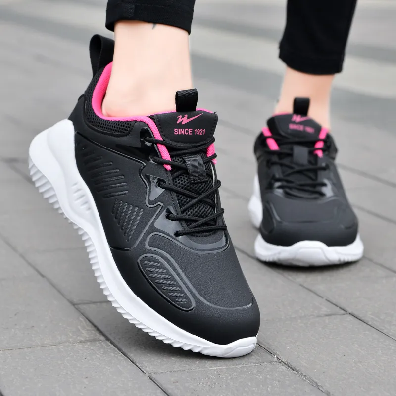 Binary Low Top Running Shoes Women's Black Rose Red-11
