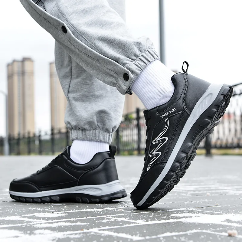 Binary Cushioning, Abrasion Resistant, Waterproof, Height Increasing Low Top Casual Shoes Men's Black-7
