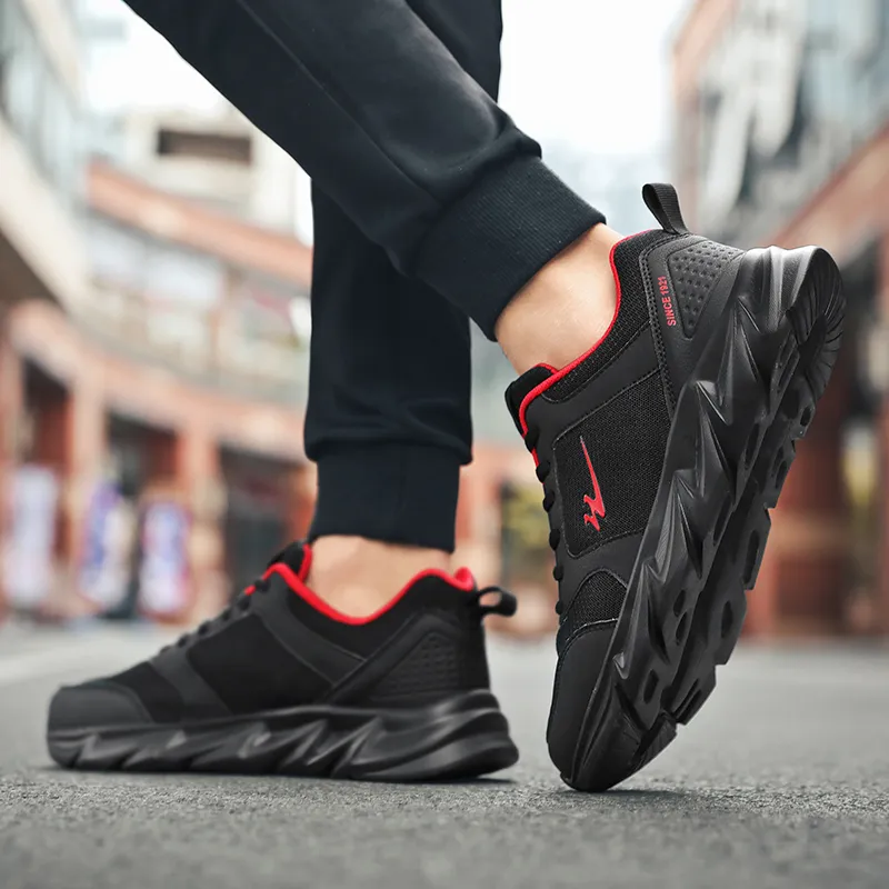 Binary Low Top Running Shoes Men's Black Red-10