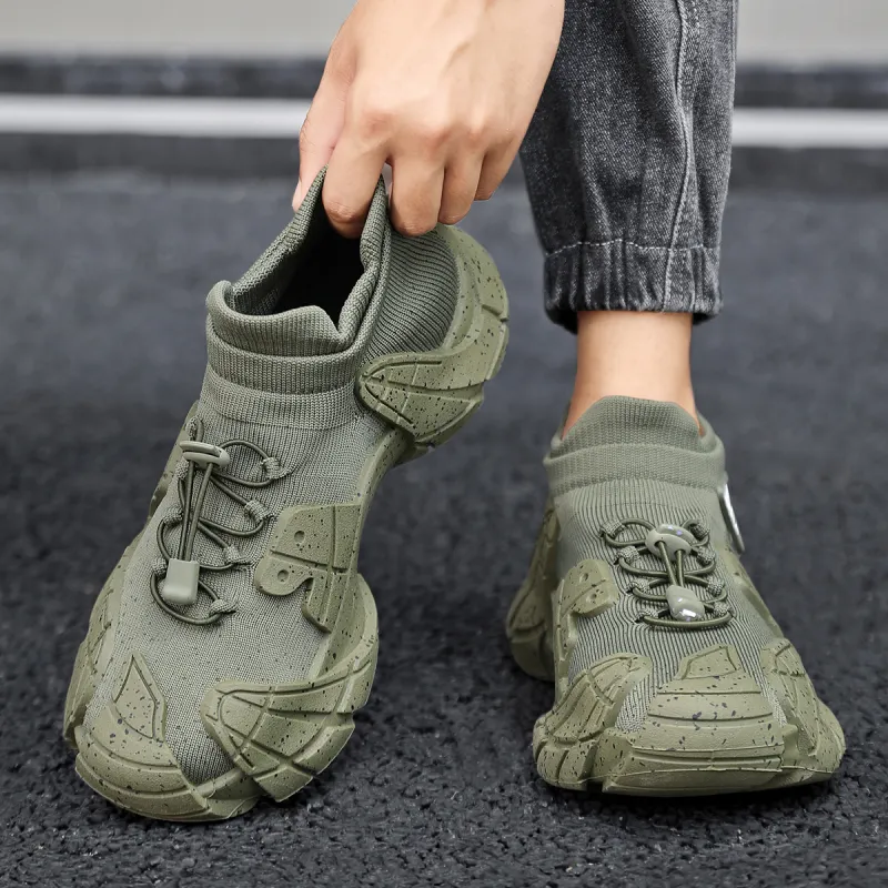 Binary Low Top Chunky Sneakers Men's Green-8