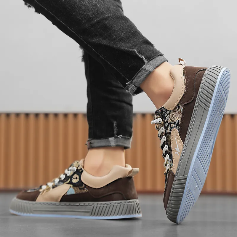 Binary Low Top Skateboard Shoes Men's Brown-7