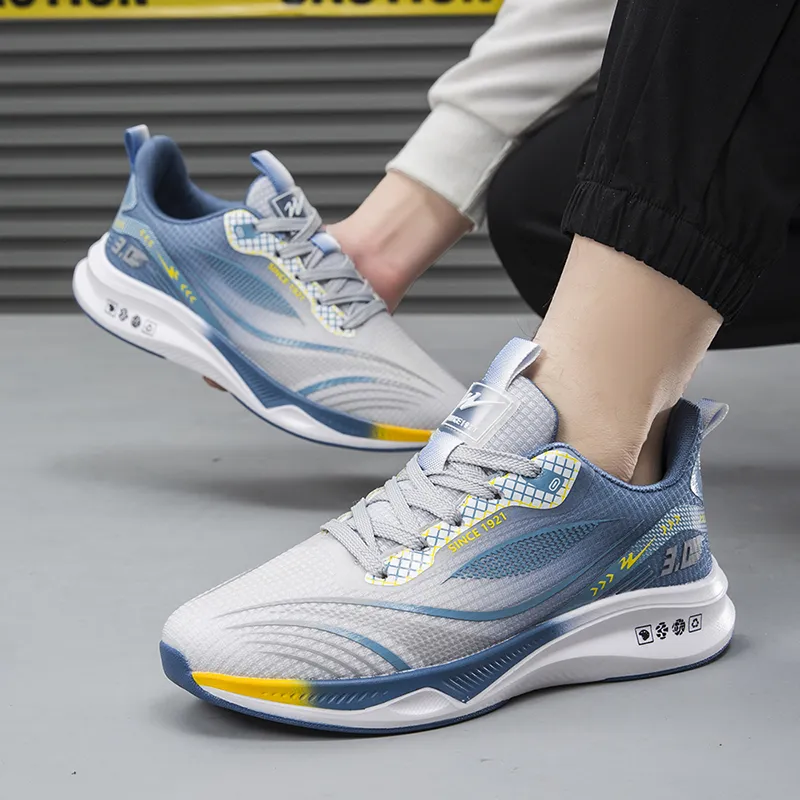 Binary Low Top Running Shoes Unisex Gray Blue-2