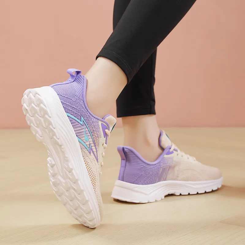 Binary Cushioning, Lightweight, Breathable, Slip Resistant Low Top Casual Shoes Women's Purple Pink-7
