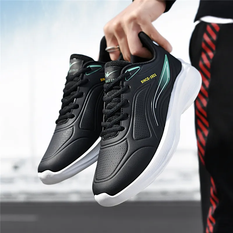 Binary Cushioning Lightweight Low Top Casual City Commute Training Running Shoes Men's Black White-3