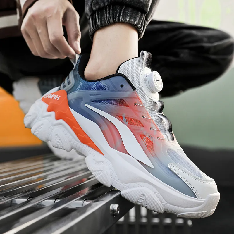 Binary Low Top Chunky Sneakers Men's Gray Orange-7