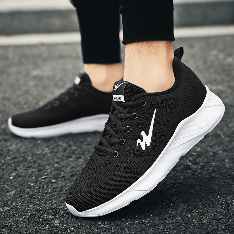 Binary Low Top Running Shoes Men's Black White-5