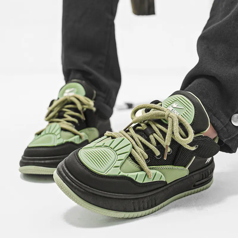 Binary Low Top Skateboard Shoes Men Black Green-9