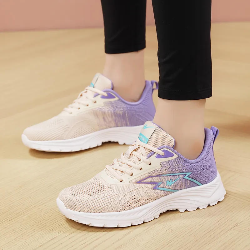 Binary Cushioning, Lightweight, Breathable, Slip Resistant Low Top Casual Shoes Women's Purple Pink-5