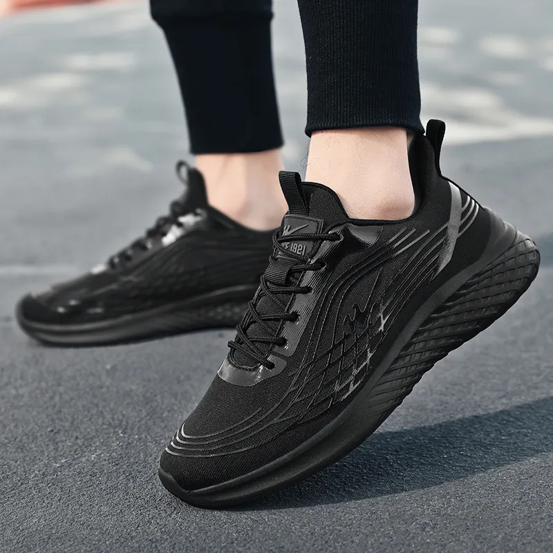 Binary Low Top Running Shoes Men's Black Warrior-7