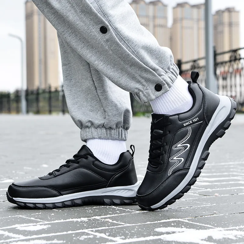 Binary Cushioning, Abrasion Resistant, Waterproof, Height Increasing Low Top Casual Shoes Men's Black-9