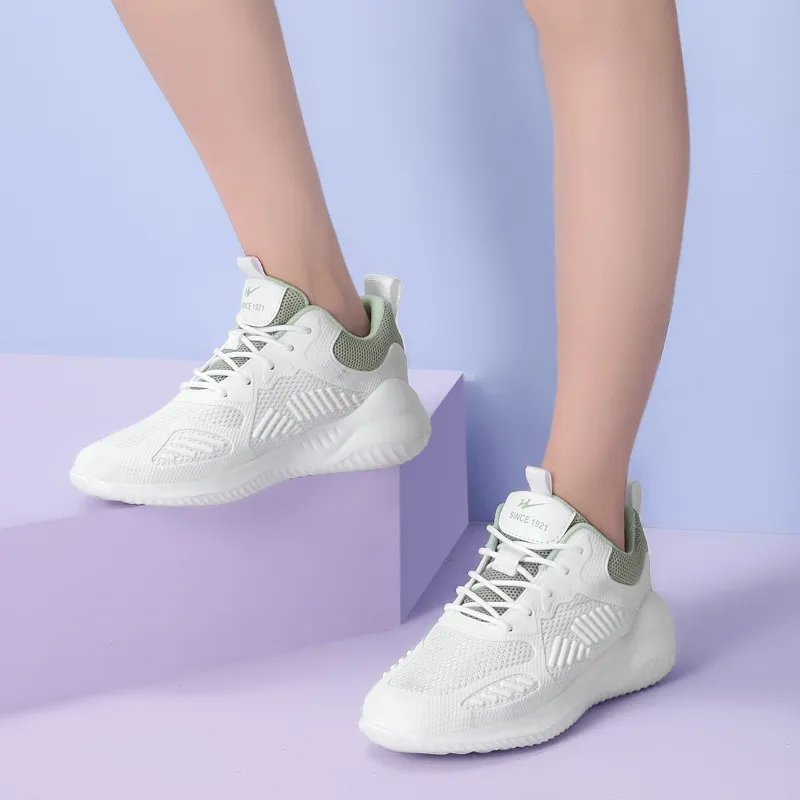 Binary Low Top Running Shoes Women's White Green-9