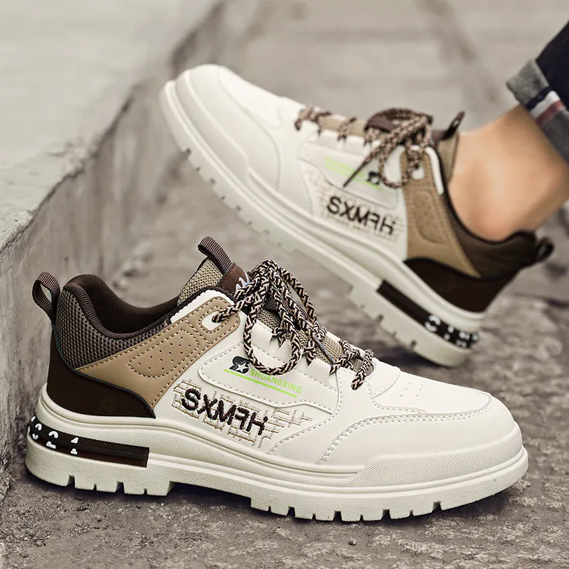 Binary Anti Slip Wear Resistant Waterproof Breathable Height Increasing Low Top Casual Shoes Men's Beige Brown-8
